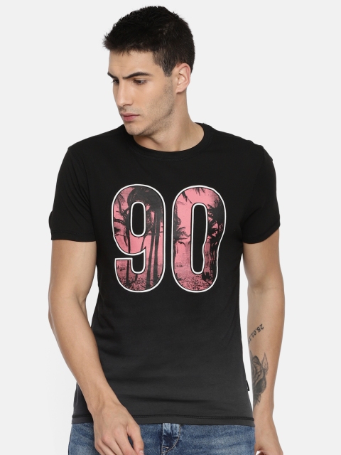 

Jack & Jones Men Black Printed Round Neck T-shirt