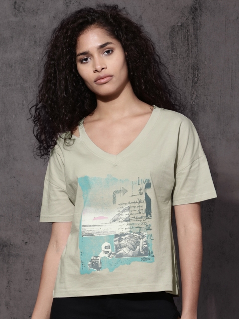 

Roadster Women Grey Printed T-shirt