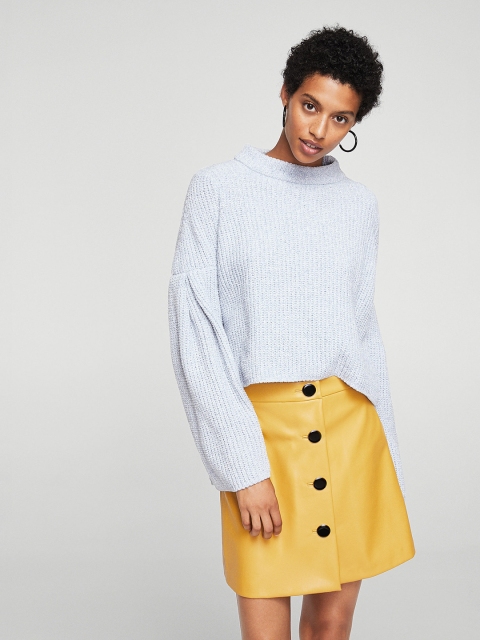 

MANGO Women Blue Solid Sweater