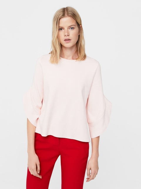 

MANGO Women Pink Solid Pullover