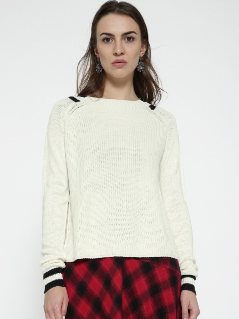 

MANGO Women Off-White Solid Sweater