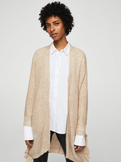 

MANGO Women Beige Solid Front-Open