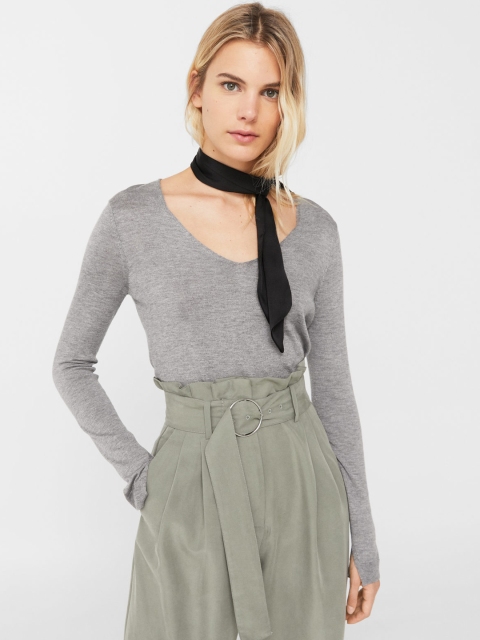 

MANGO Women Grey Solid Top