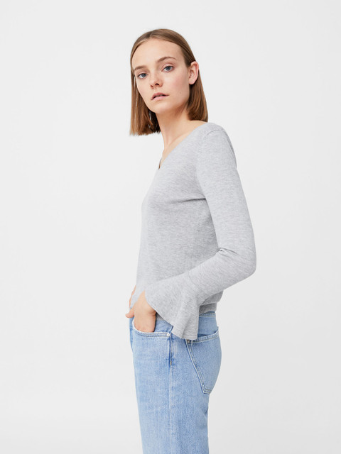 

MANGO Women Grey Melange Solid Sweater