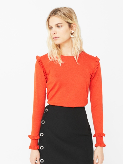 

MANGO Women Orange Solid Sweater