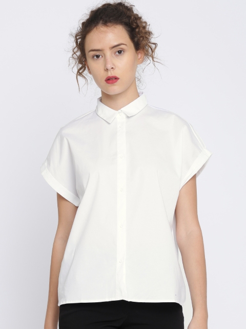 

MANGO Women White Regular Fit Solid Casual Shirt