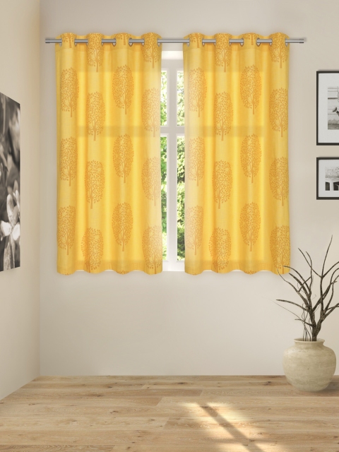 

ROSARA HOME Yellow Printed 2 Room Darkening Window Curtains