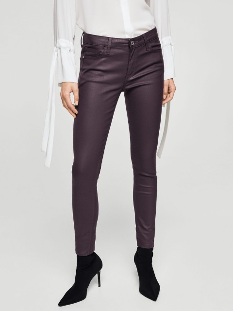 

MANGO Women Purple Skinny Fit Mid-Rise Clean Look Stretchable Jeans