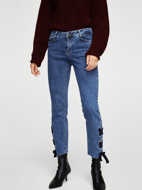 

MANGO Women Blue Mid-Rise Clean Look Stretchable Jeans