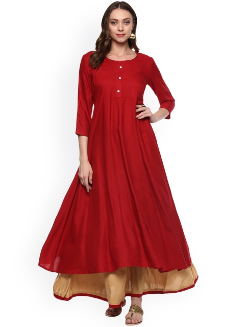 

Fashion String Women Red Solid Kurta with Palazzos