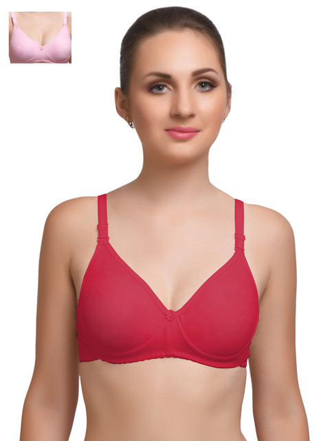 

Lady Lyka Pack of 2 Full-Coverage T-shirt Bras, Maroon