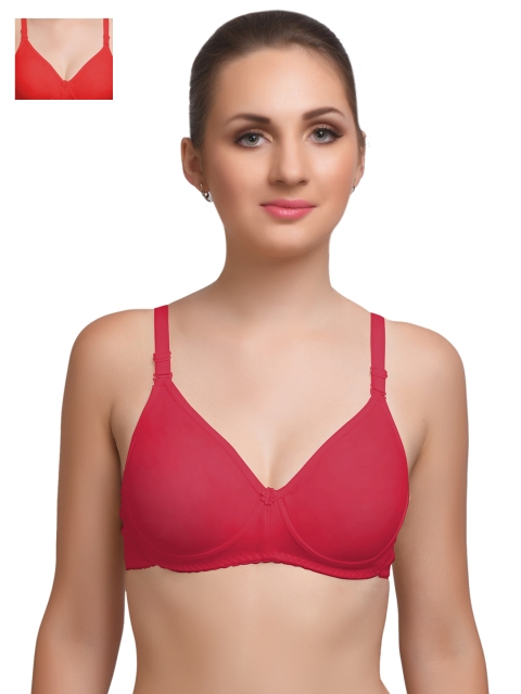 

Lady Lyka Pack of 2 Full-Coverage T-shirt Bras, Red