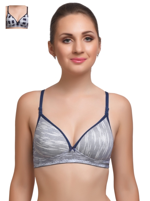 

Lady Lyka Pack of 2 Printed T-shirt Bras EXTACY-1-6, Grey