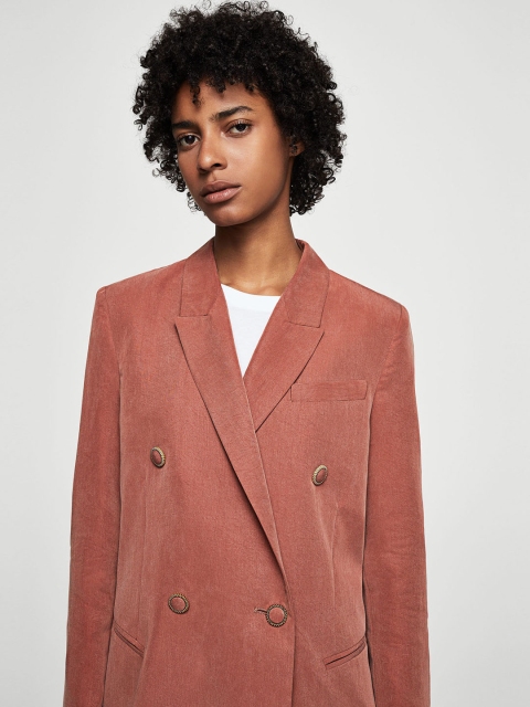 

MANGO Pink Double-Breasted Formal Blazer