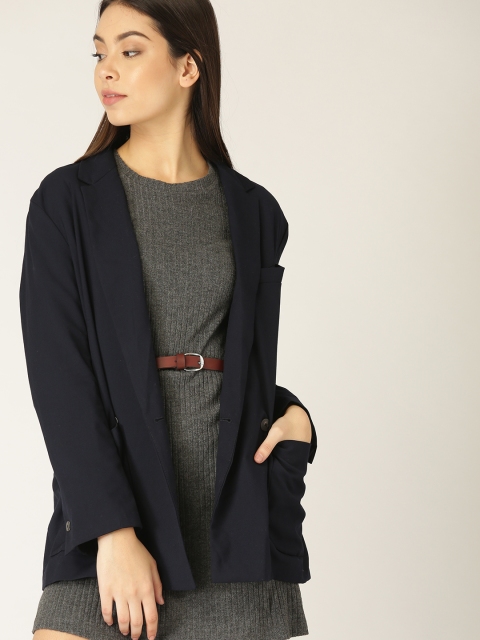 

MANGO Navy Double-Breasted Formal Blazer, Navy blue