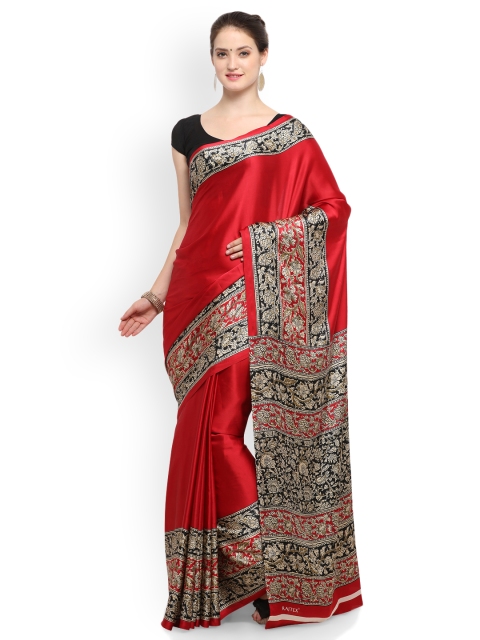 

Saree mall Red Solid Poly Crepe Saree