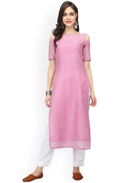 

Abhishti Women Pink Solid Straight Kurta