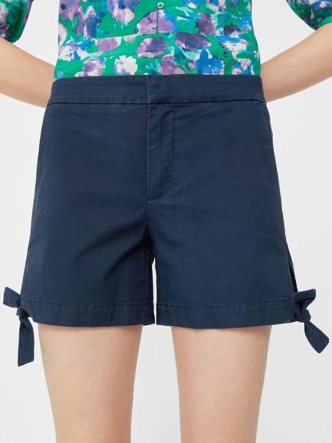 

MANGO Women Navy Blue Solid Regular Fit Chino Shorts