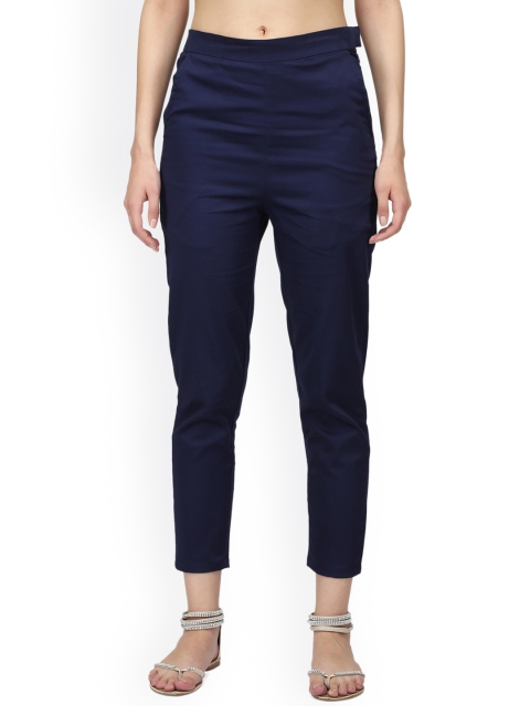 

Abhishti Women Navy Blue Tailored Skinny Fit Trousers