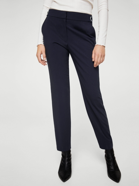 

MANGO Women Black Solid Formal Trousers