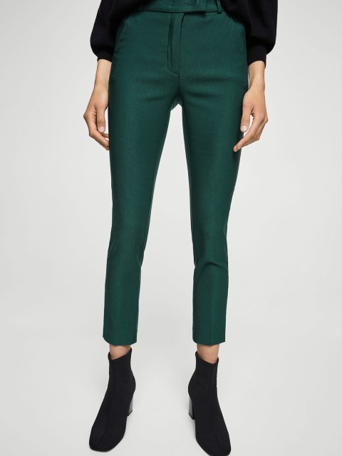 

MANGO Women Green Regular Fit Solid Trousers