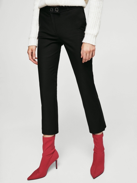 

MANGO Women Black Slim Fit Solid Chinos