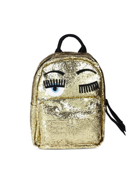

FUR JADEN Women Gold-Toned Sequinned Solid Backpack