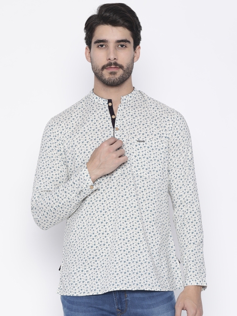 

Peter England Casuals Men Off-White Printed Straight Kurta