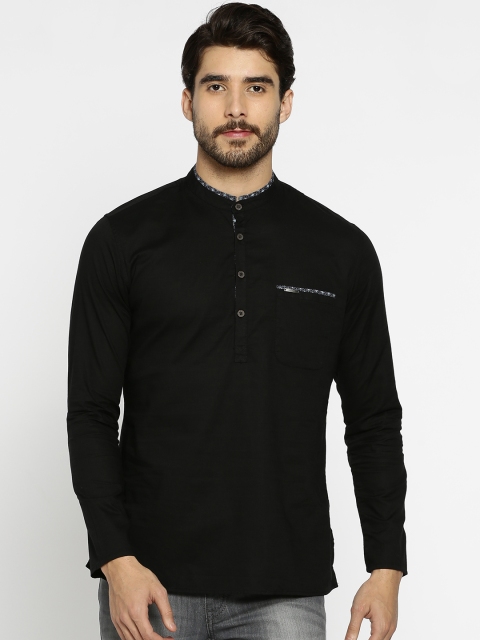 

Peter England Men Black Solid Straight Kurta