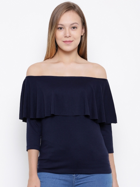 

CODE by Lifestyle Women Navy Blue Bardot Top