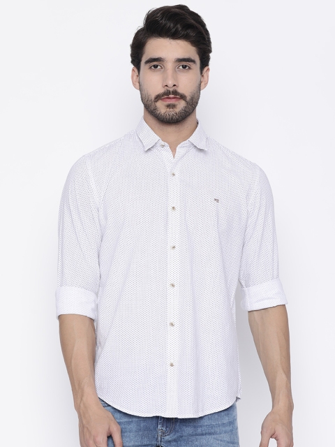 

Peter England Casuals Men White Slim Fit Printed Casual Shirt