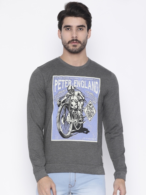 

Peter England Casuals Men Grey Printed Sweatshirt