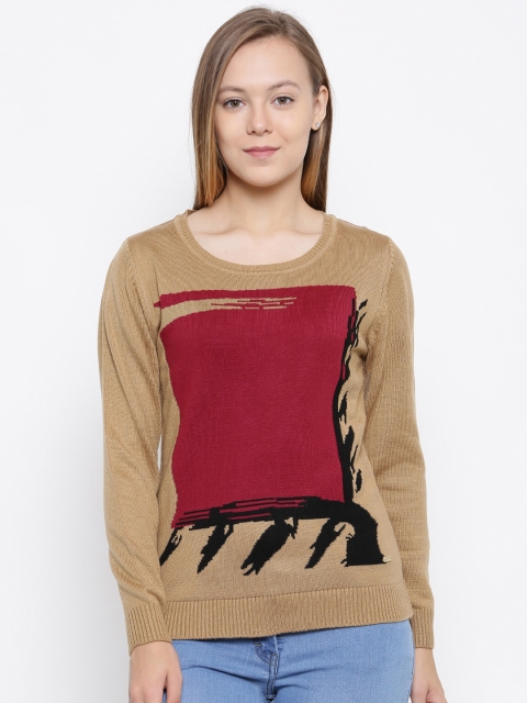 

Park Avenue Woman Beige & Maroon Printed Pullover