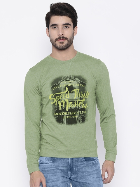 

Peter England Casuals Men Green Printed Sweatshirt