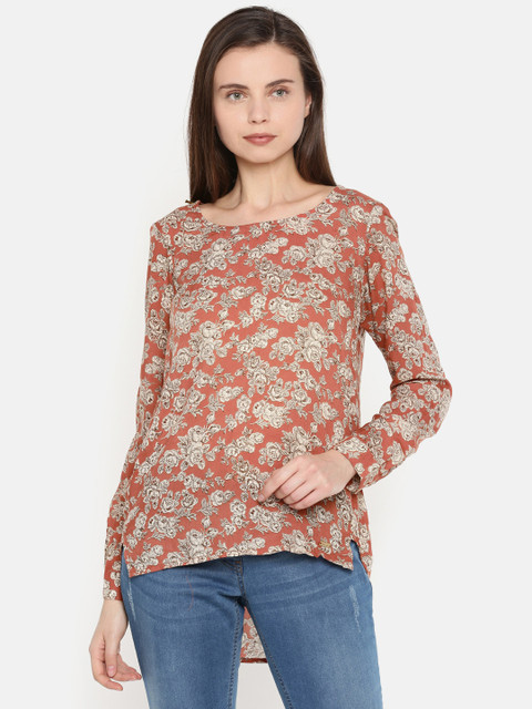 

Park Avenue Women Brown Floral Print Top