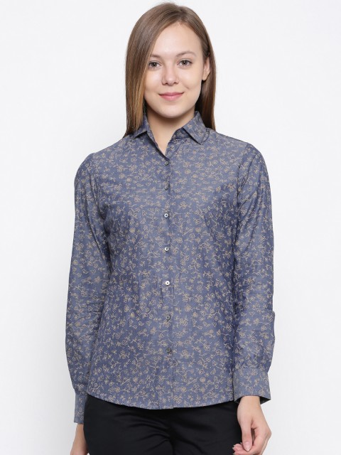 

Park Avenue Woman Blue Regular Fit Printed Semiformal Shirt