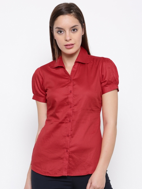 

Park Avenue Women Red Regular Fit Printed Formal Shirt