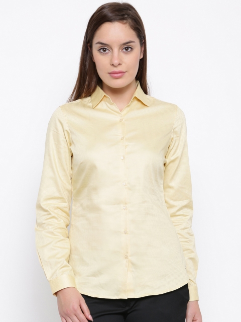 

Park Avenue Woman Yellow Regular Fit Checked Formal Shirt