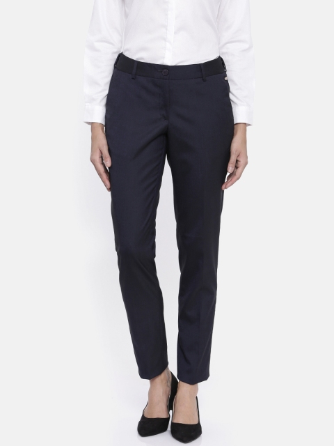 

Park Avenue Woman Navy Blue Tapered Fit Solid Formal Trousers
