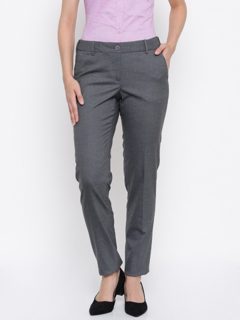 

Park Avenue Women Grey Tapered Fit Solid Formal Trousers