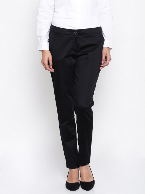 

Park Avenue Woman Black Tapered Fit Solid Formal Trousers