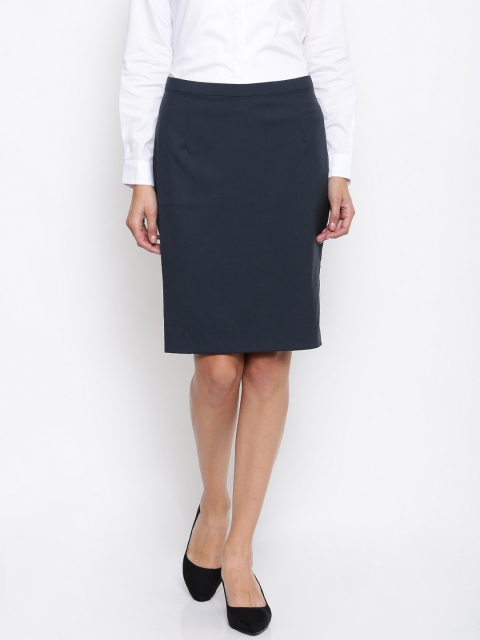 

Park Avenue Woman Navy A-Line Skirt, Blue