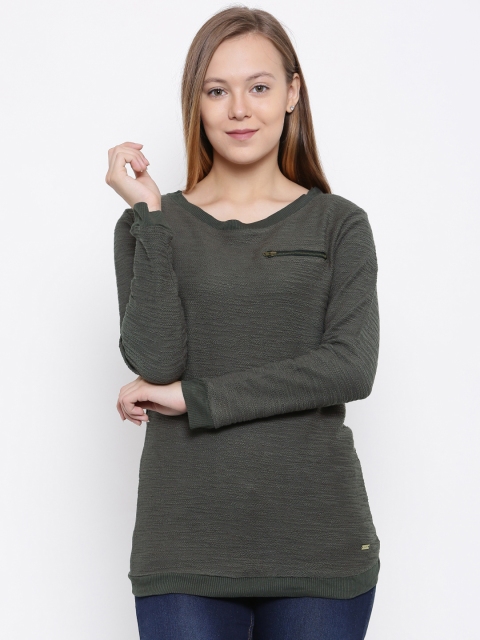 

Park Avenue Woman Women Grey Self Design Pullover