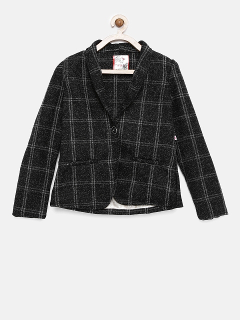 

Peppermint Girls Black & White Checked Coat