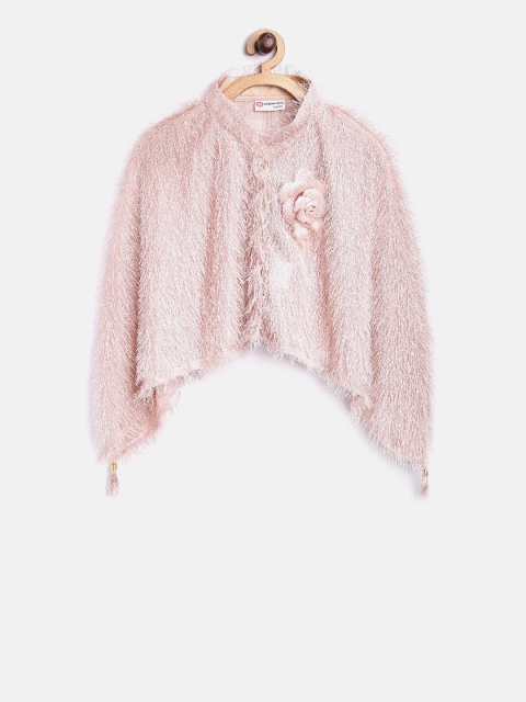 

Peppermint Girls Peach-Coloured Self-Design Poncho