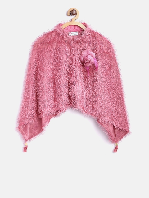 

Peppermint Girls Pink Self-Design Poncho