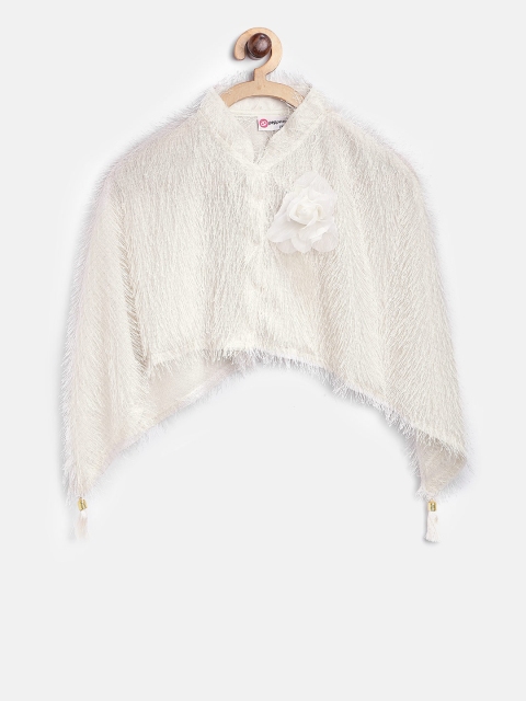 

Peppermint Girls Off-White Self-Design Poncho Sweater