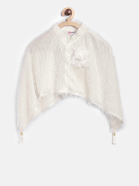 

Peppermint Girls Off-White Self-Design Poncho