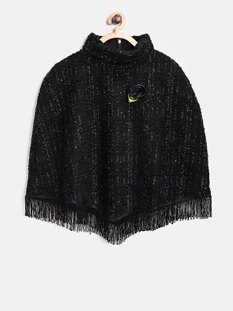 

Peppermint Girls Black Shimmer Poncho Shrug