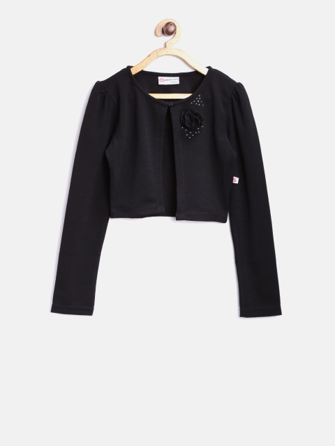 

Peppermint Girls Black Solid Shrug